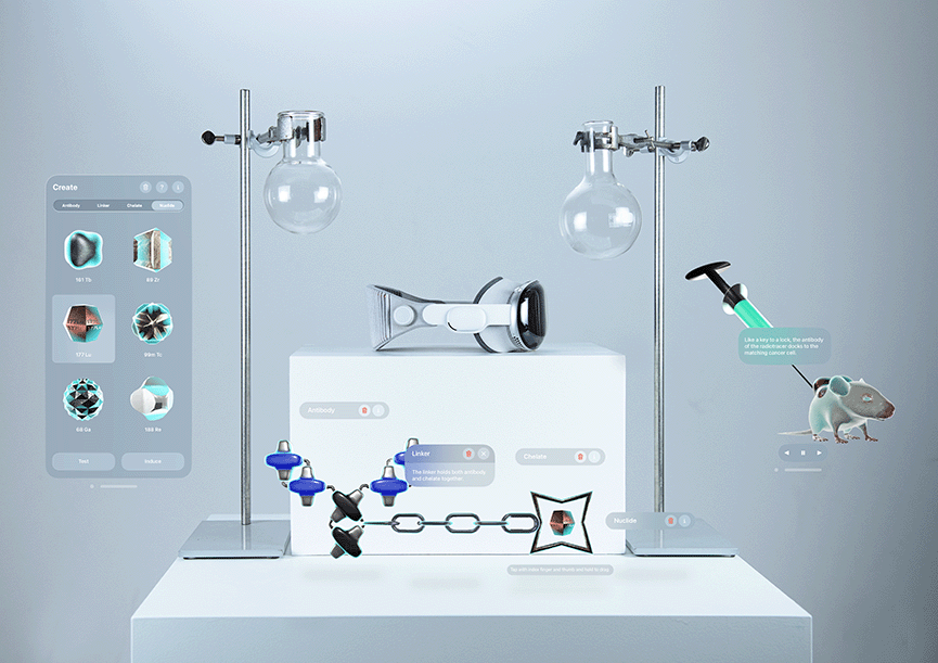 Splash bild von den verschiedenen Elementen der Vision Os Applikation